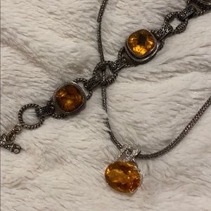 Golden brown stone necklace and matching bracelet